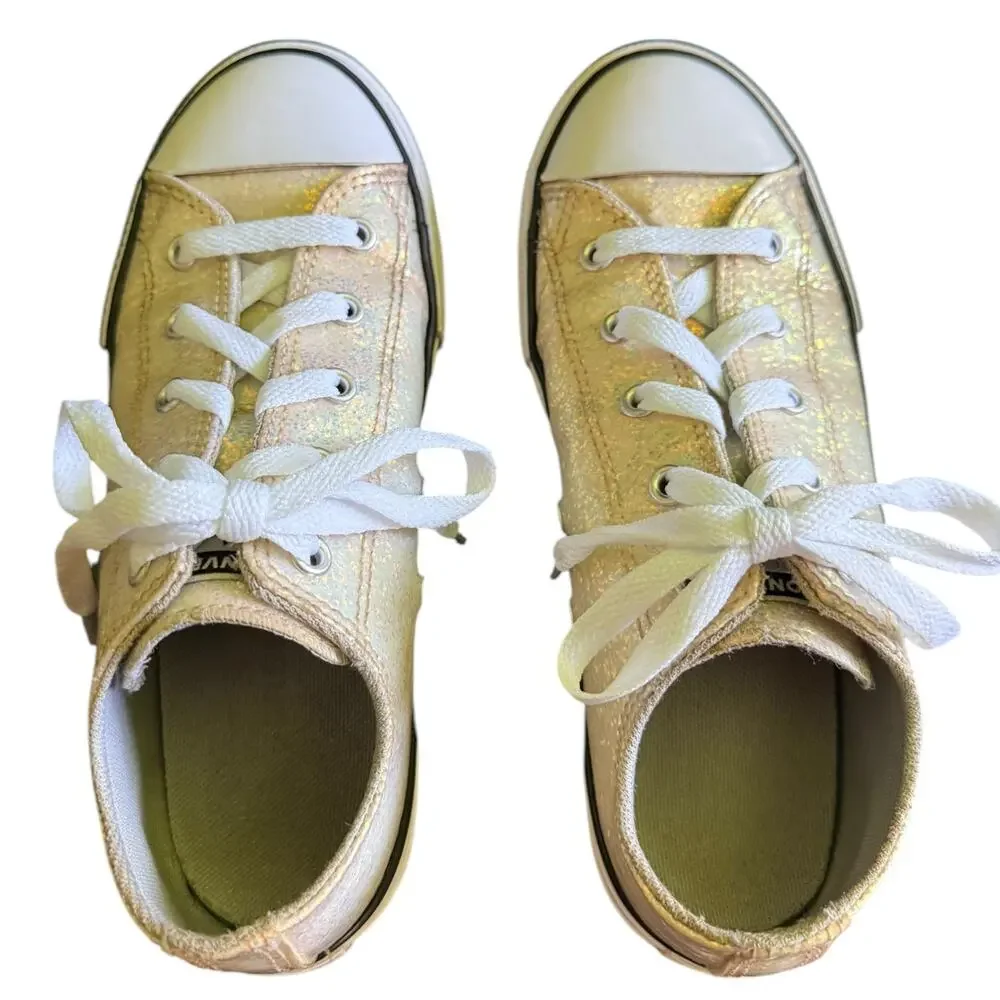 Converse All Star Patent Leather Glitter Lace Up Shoes Size 3